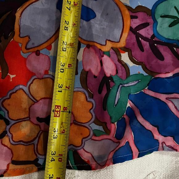 THML Abstract Floral Print V-Neck Dress Tassels  Ruffle Cap Sleeve Boho Size M - Picture 6 of 7